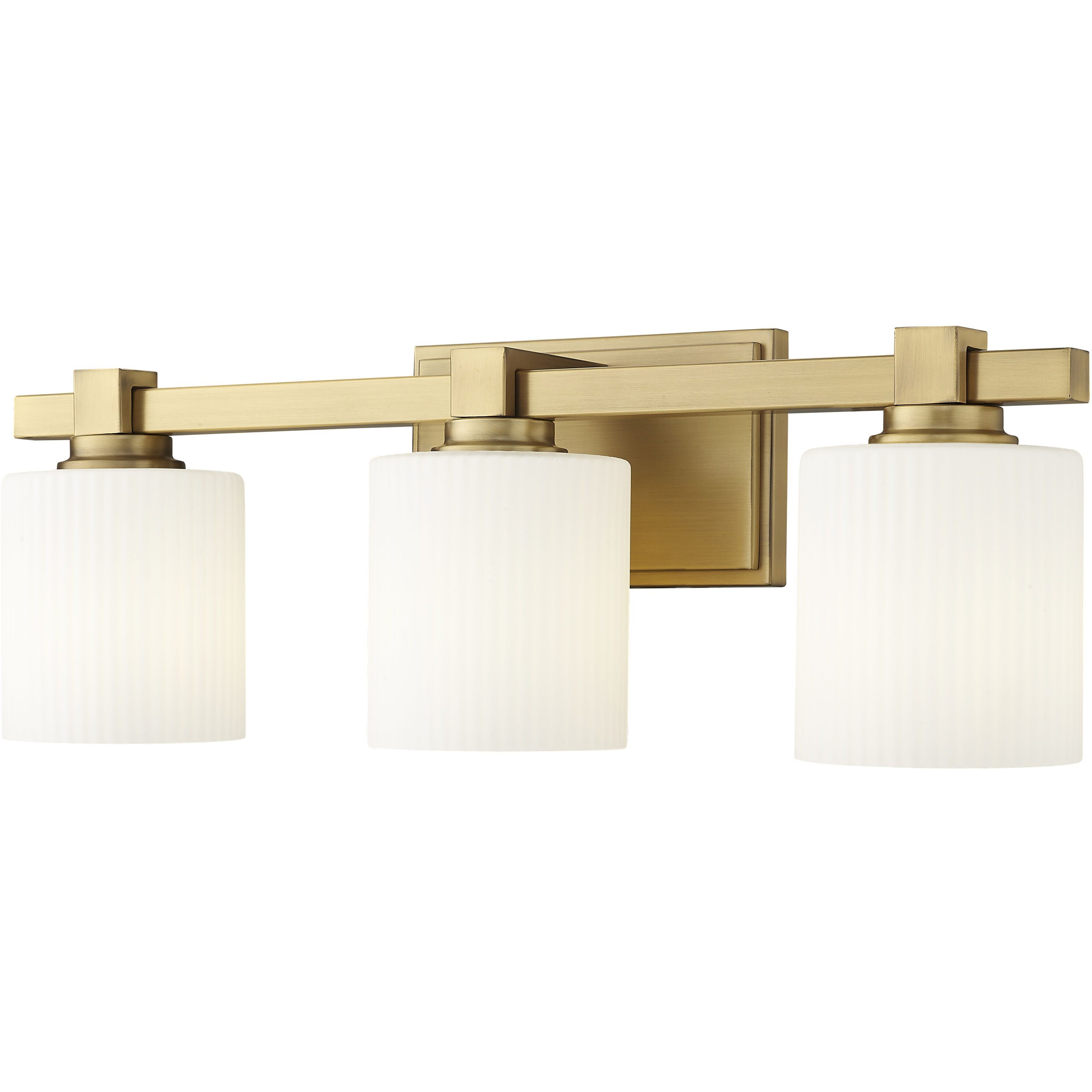 None 3 Light 22 inch Vintage Brass Bathroom Vanity Light Wall Light